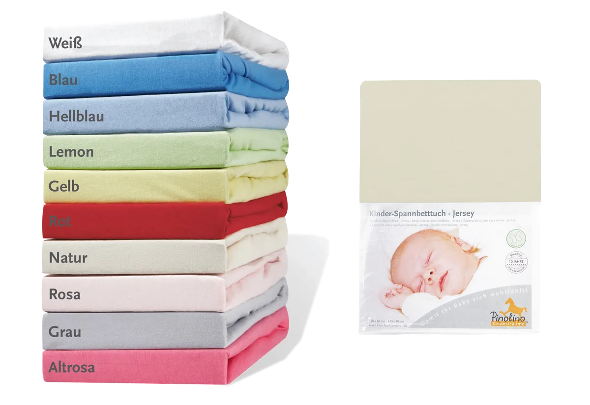 Pinolino Stretchy Sheet for Cradles and Junior Beds, Jersey / Natural colour - image 1