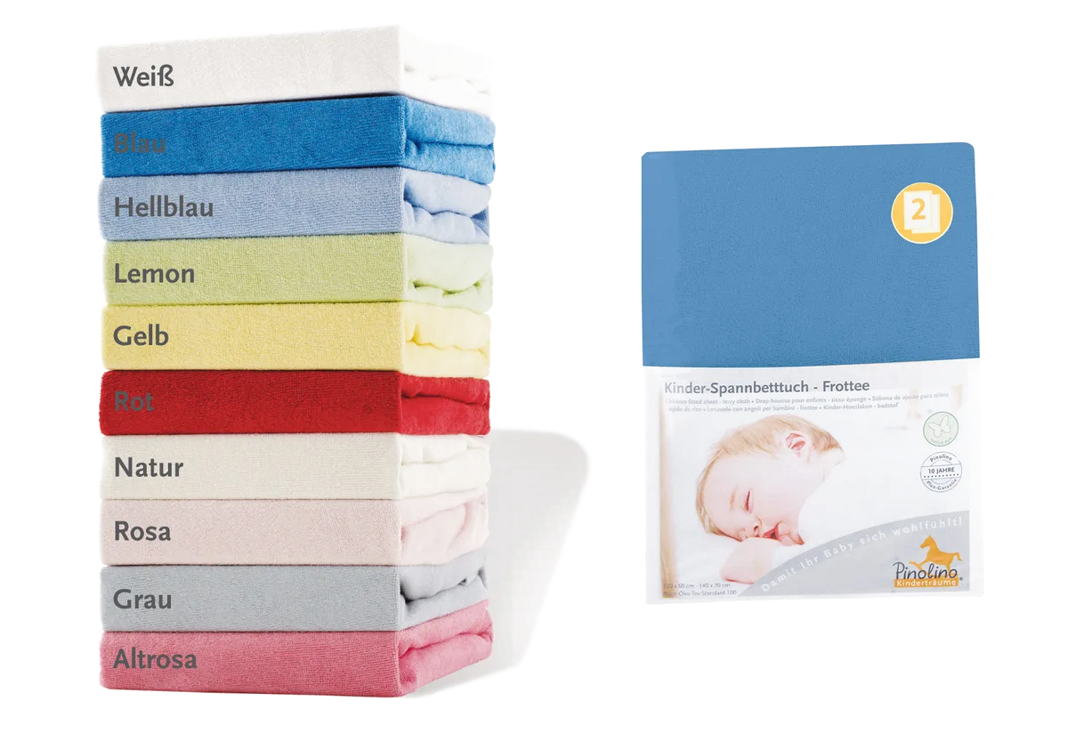 Pinolino Stretchy Sheet for Baby- and Junior beds (2 pcs.(, Terry / Blue - image 1