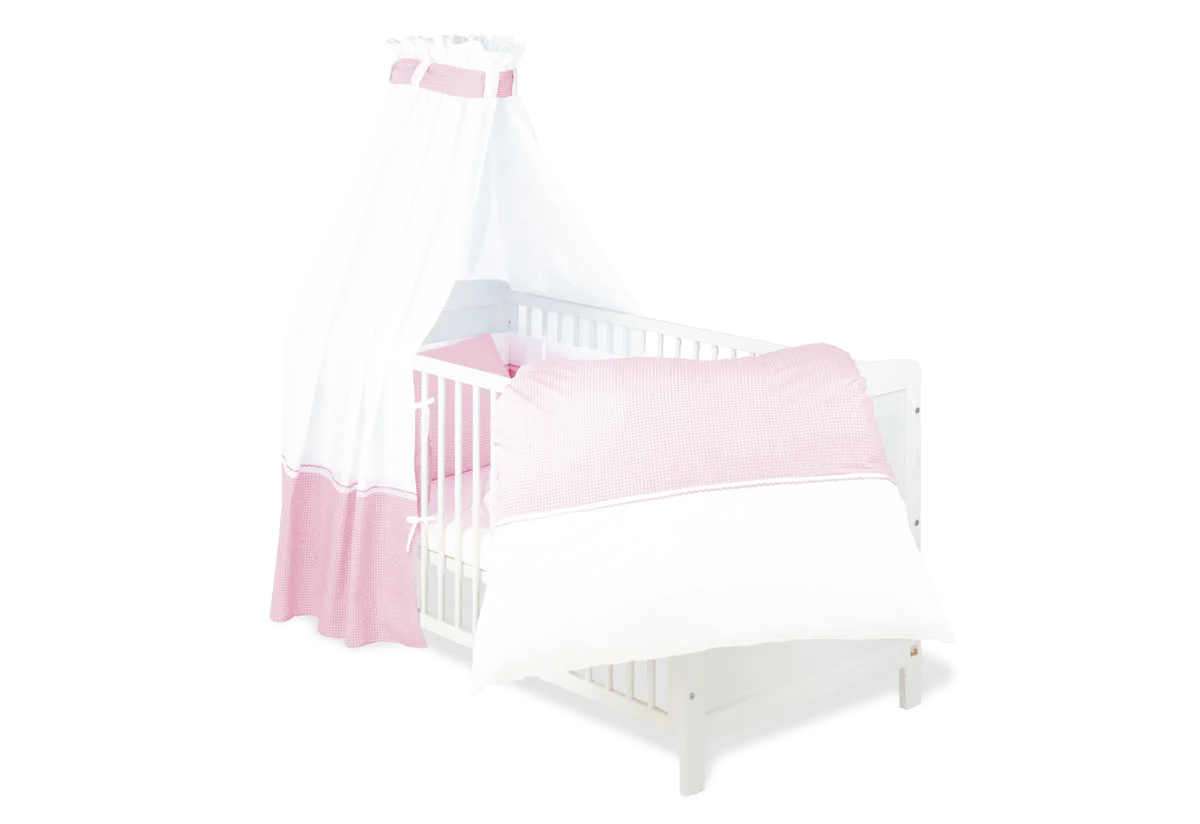 Pinolino Textile Equipment for Cot 4 parts, Vichy-Karo / Pink - image 1